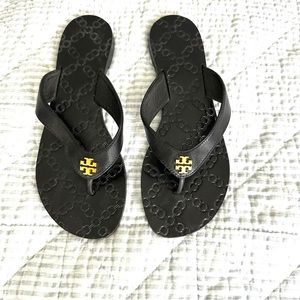 Tory Burch Black Leather Sandals Size 5.5